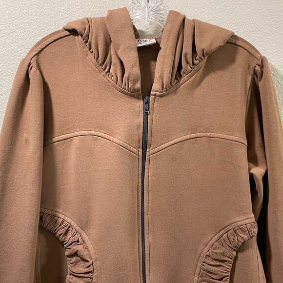 CMC/COLOR ME COTTON Long French Terry Zip Front Long Sleeve Hoodie, Tan - L - Picture 4 of 10
